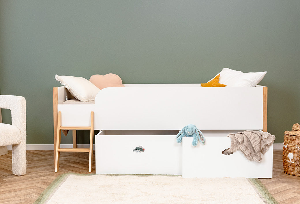 2 gavetas de arrumação, Sem cabeceira